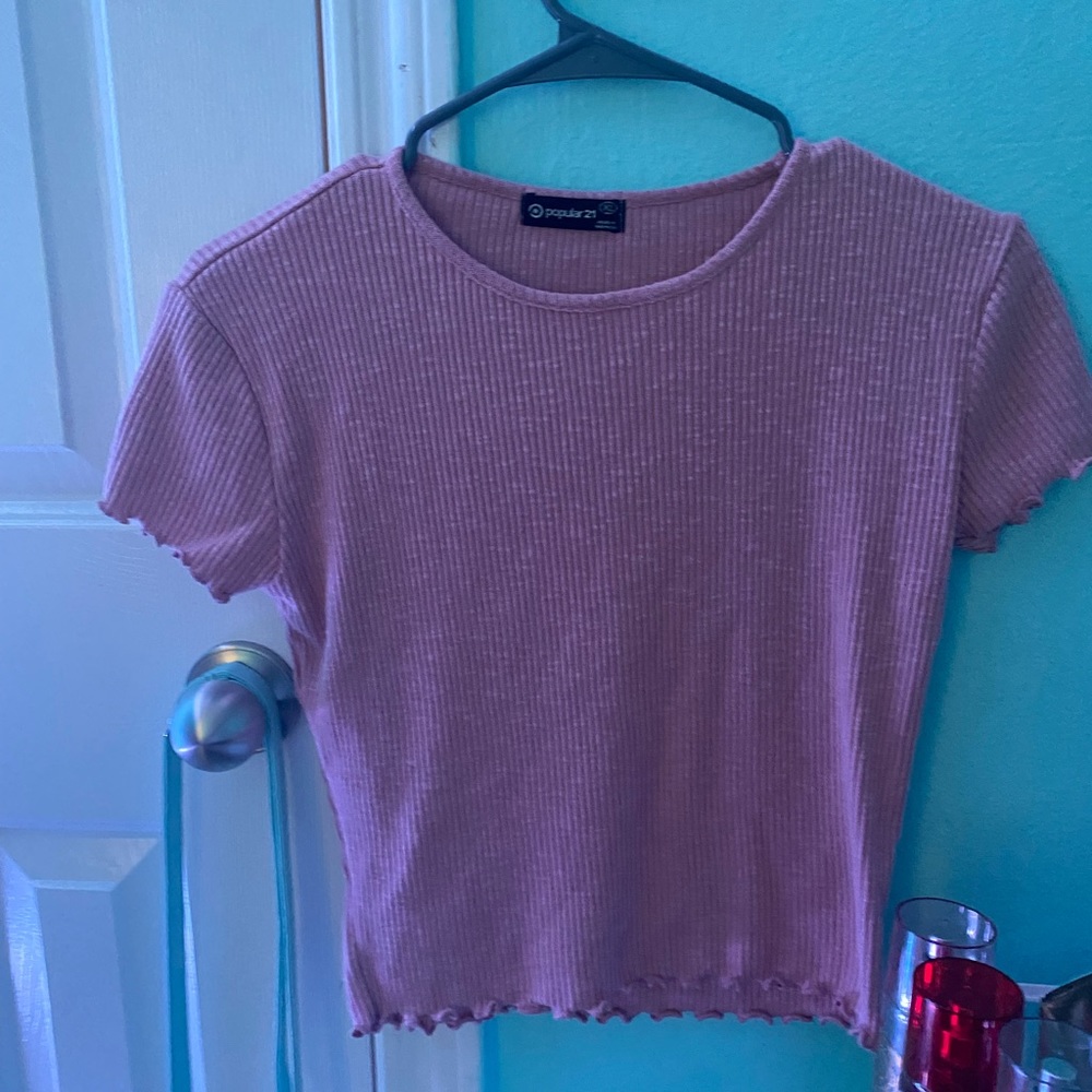 A pink crop top